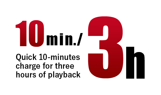 10min 3h Quick 10-minutes charge for three hours of playback